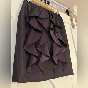 Carmen Marc Valvo Deep Purple Ruffle Pencil Skirt